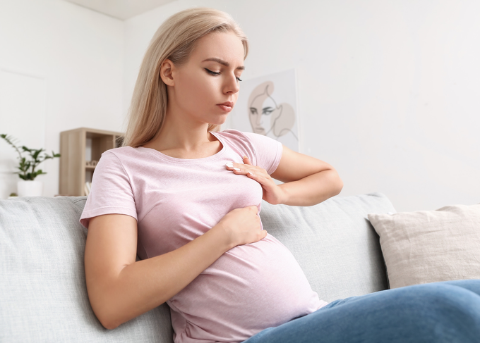 Woman with breast pain