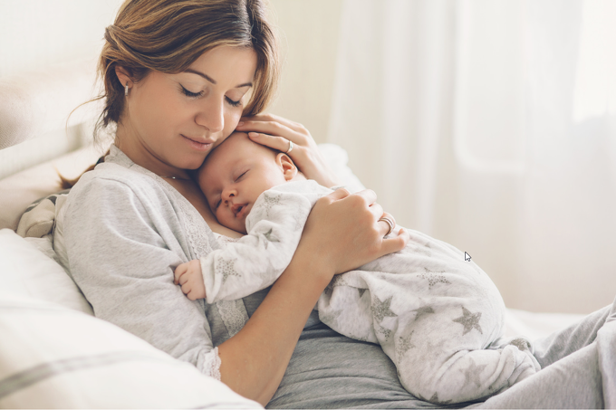 Mother holding baby