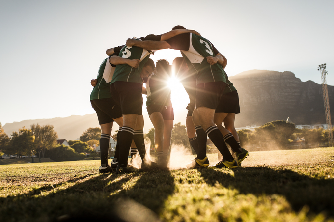 Sports team huddle